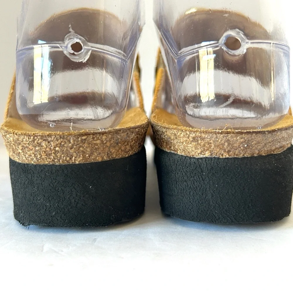 Naot Victoria Comfort Wedge Sandal Gold Chain Shoe Cork Yellow Size EU 36 US 5